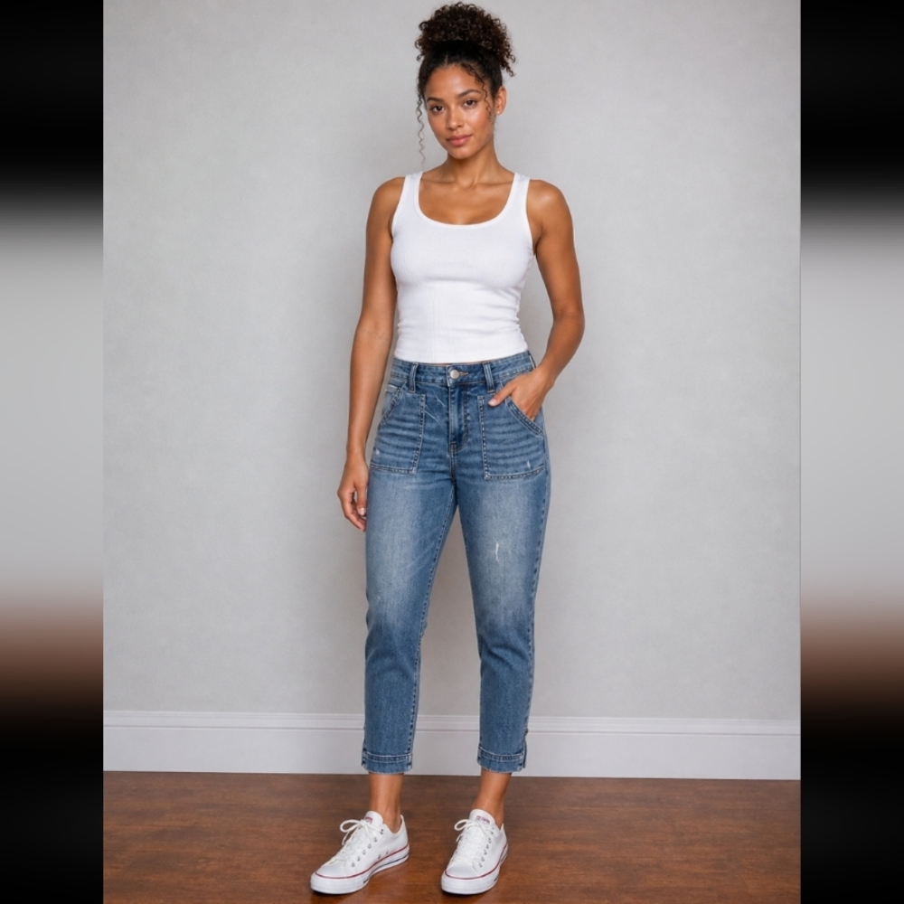 KUT From The Kloth 2 Ankle Zipper Distressed Patch & Flap Pockets